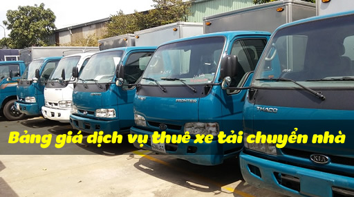 Bảng giá dịch vụ thuê xe tải chuyển nhà