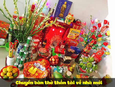 Chuyển bàn thờ thần tài về nhà mới