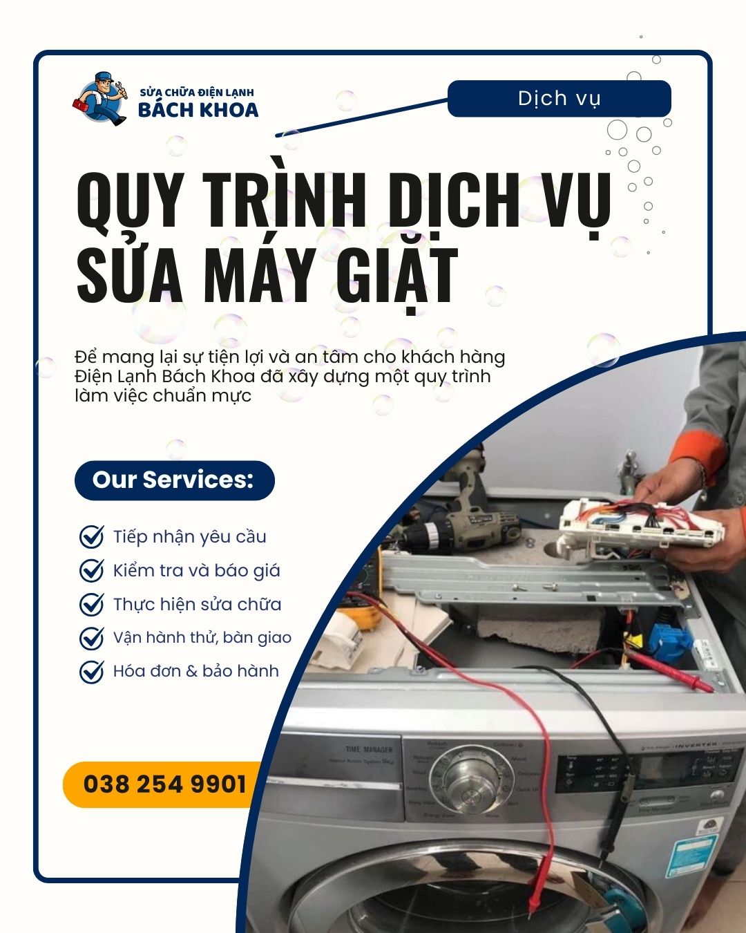 Quy Trinh Dich Vu Sua May Giat Tai Nha
